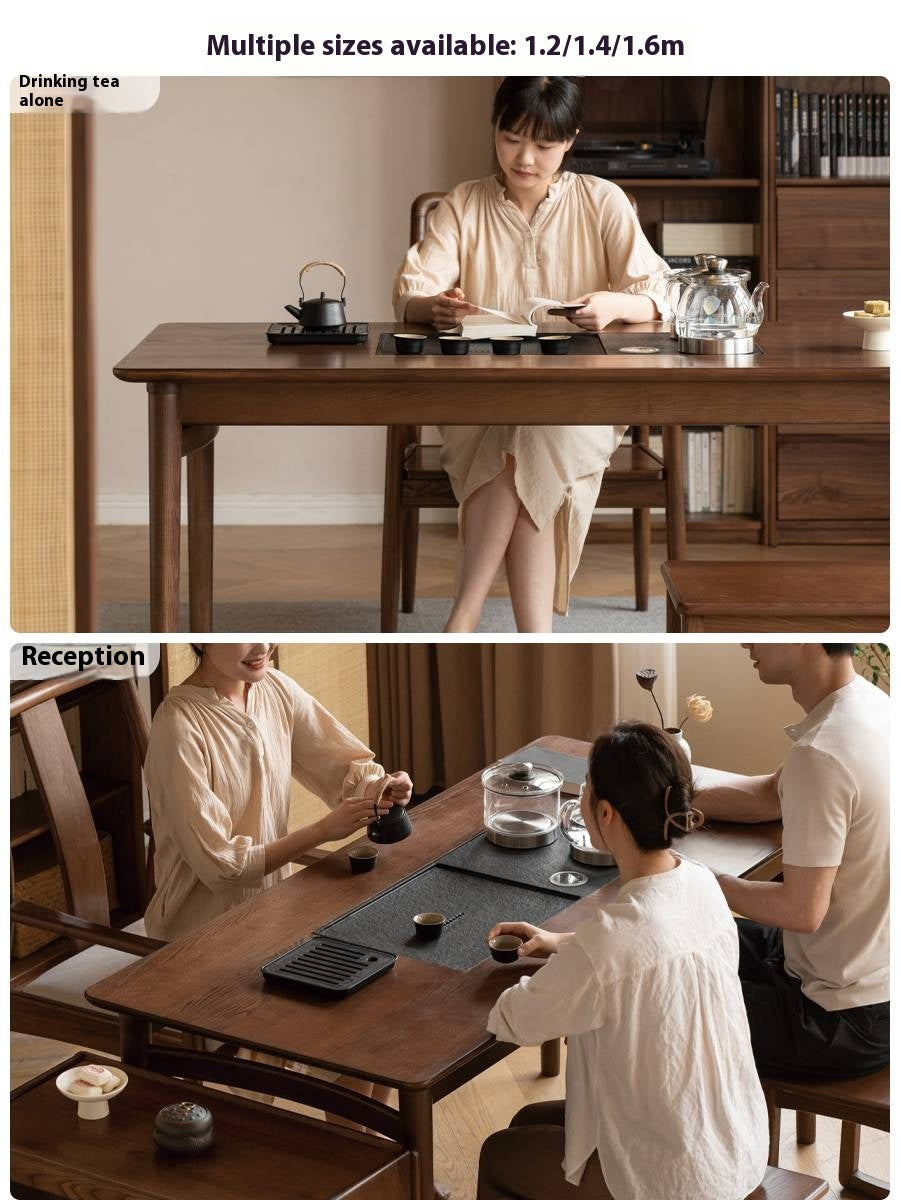 Ash Solid Wood Tea Table With Tea Tray