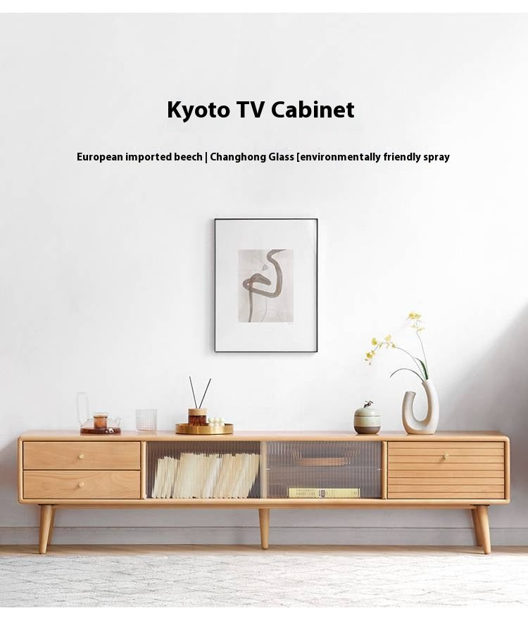 European Beech Solid Wood Floor TV Stand