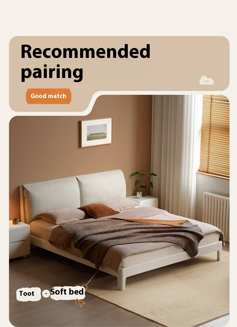 Solid Rubberwood Cream Style Nightstand