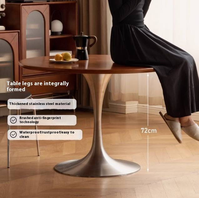 Poplar Solid Wood Antique Style Round Bauhaus Tea Table