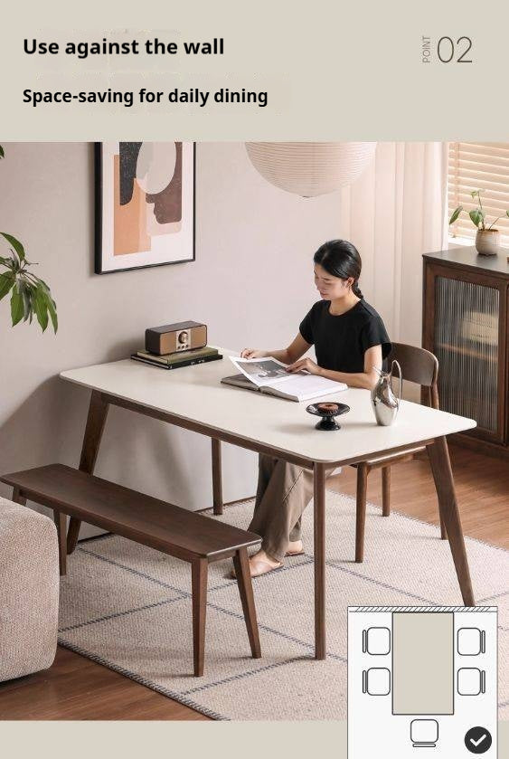 Black Walnut Solid Wood Modern Rock Plate Dining Table