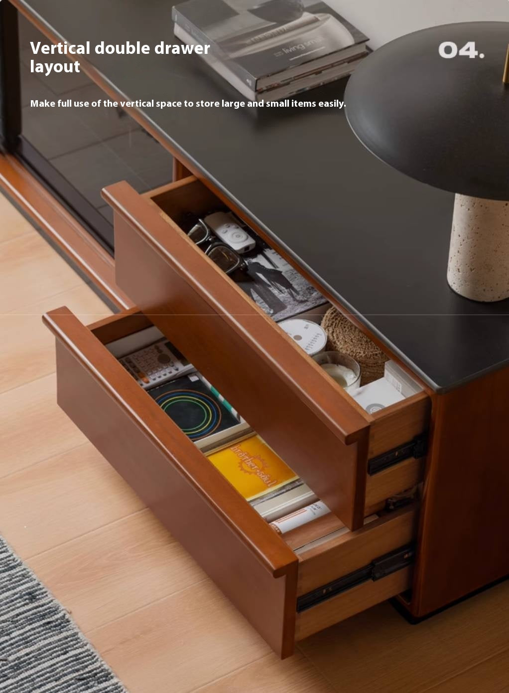 Poplar Solid Wood Medieval Style TV Stand