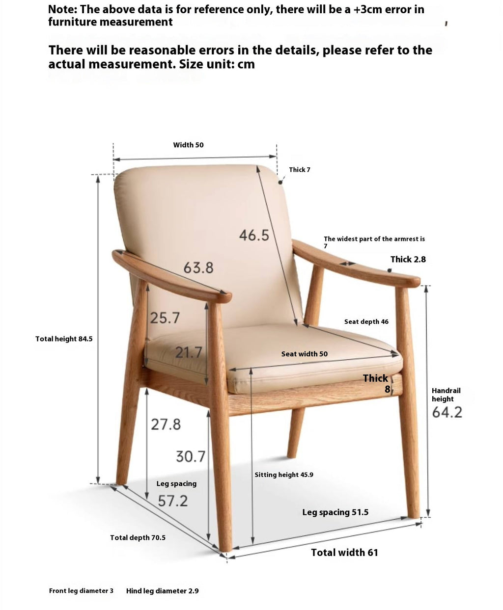 Oak Solid Wood Modern Minimalist Style Leisure Armchair