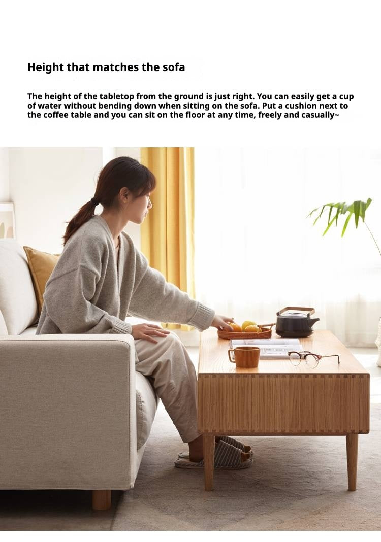 Oak Solid Wood Modern Style Rattan Tea Table