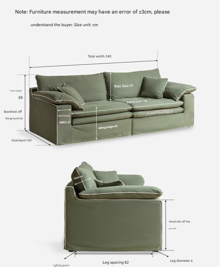 Cotton and Linen Sofa Wabi Sabi Style