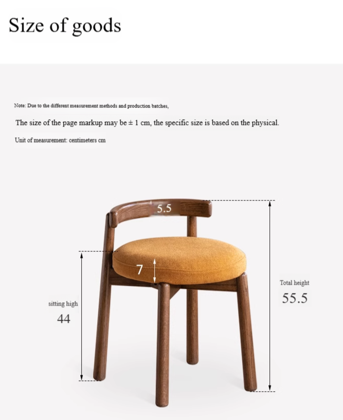 Black Walnut, Oak Solid Wood, Solid RubberWood Makeup Stool