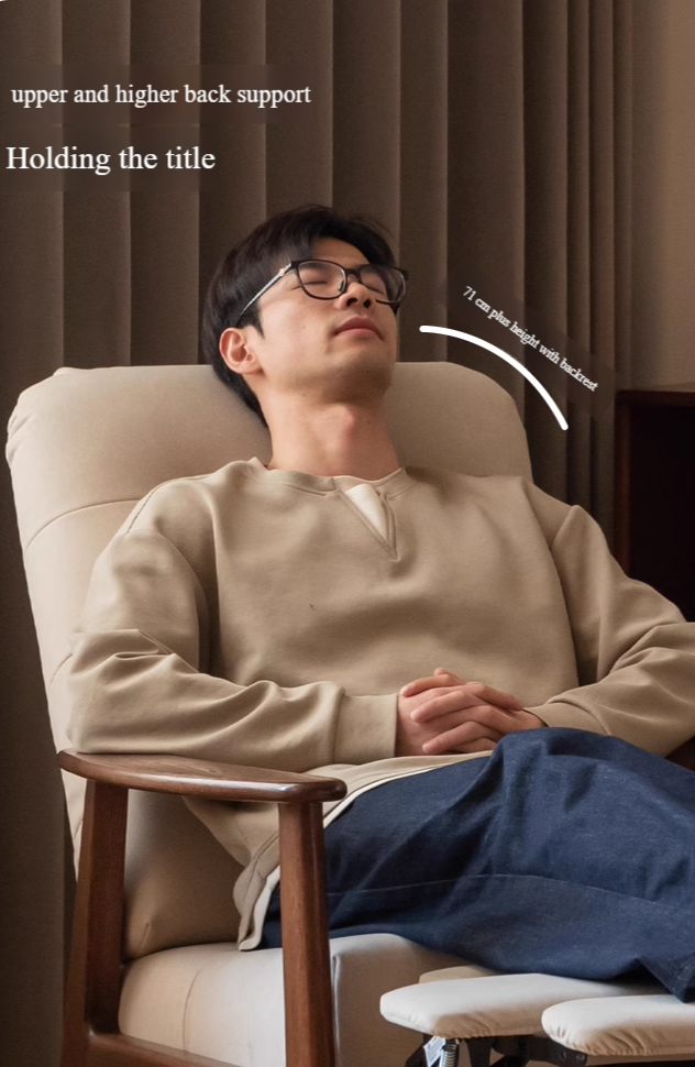 Oak Solid Wood Multifunctional Recliner Armchair