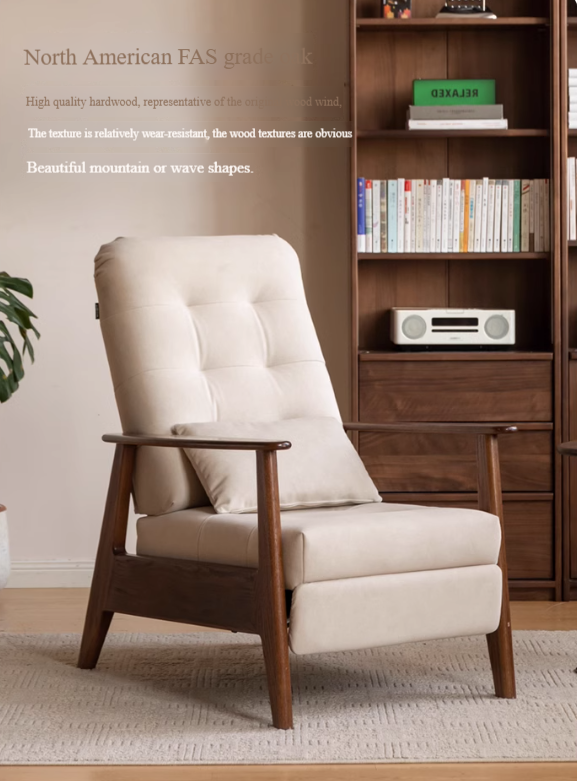 Oak Solid Wood Multifunctional Recliner Armchair