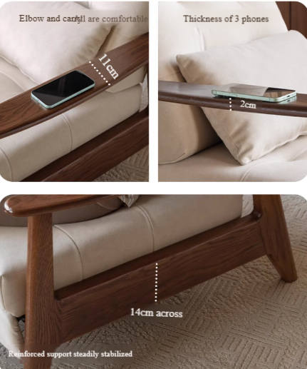 Oak Solid Wood Multifunctional Recliner Armchair