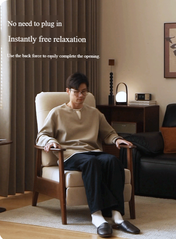 Oak Solid Wood Multifunctional Recliner Armchair