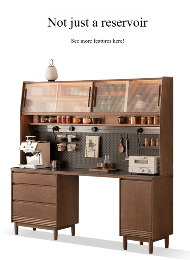 Black Walnut, Oak Solid Wood Light Luxury Style Rock Plate Storage Cabinet