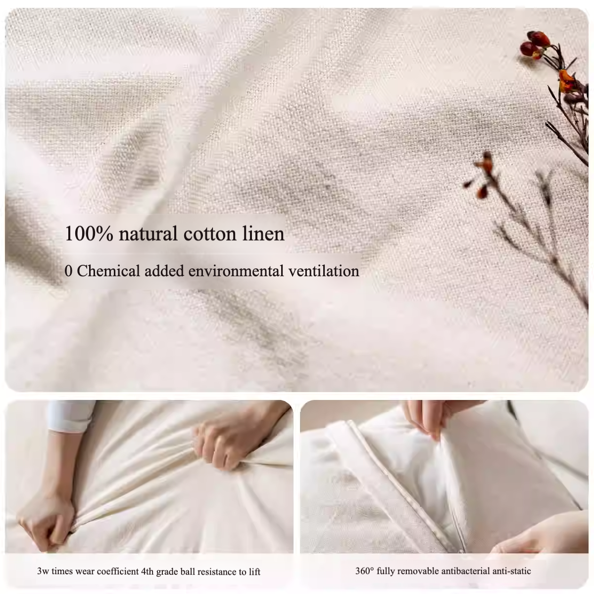 Cotton and Linen Sofa Wabi Sabi Style