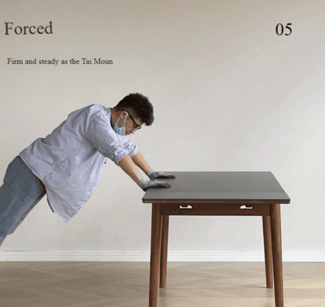 Black Walnut Solid Wood and Rock Plate Dining Table