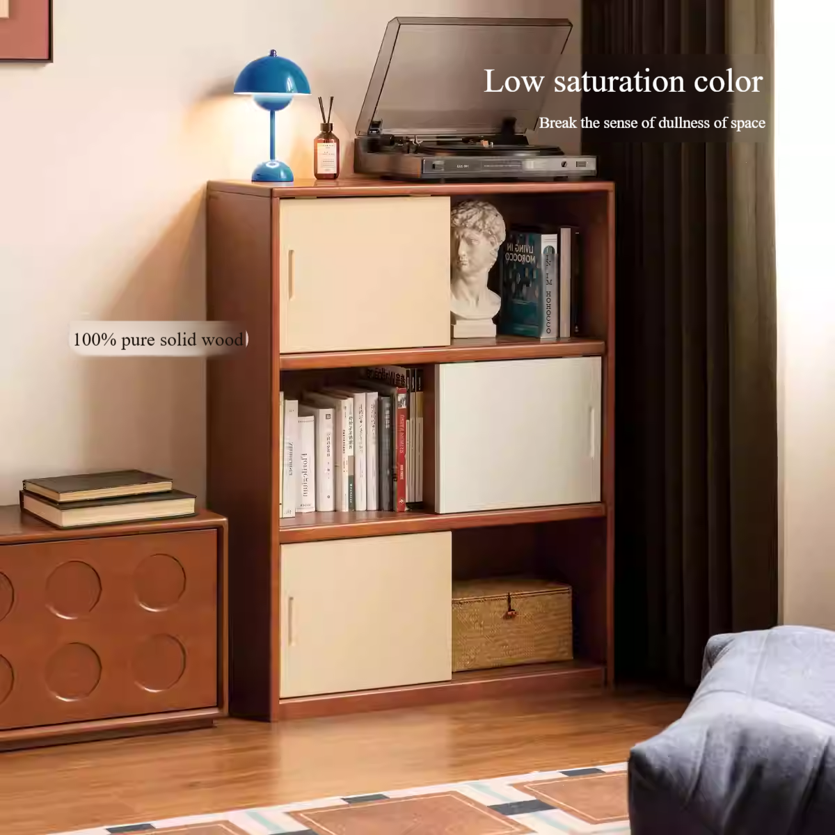 Poplar Solid Wood Bauhaus Side Cabinet