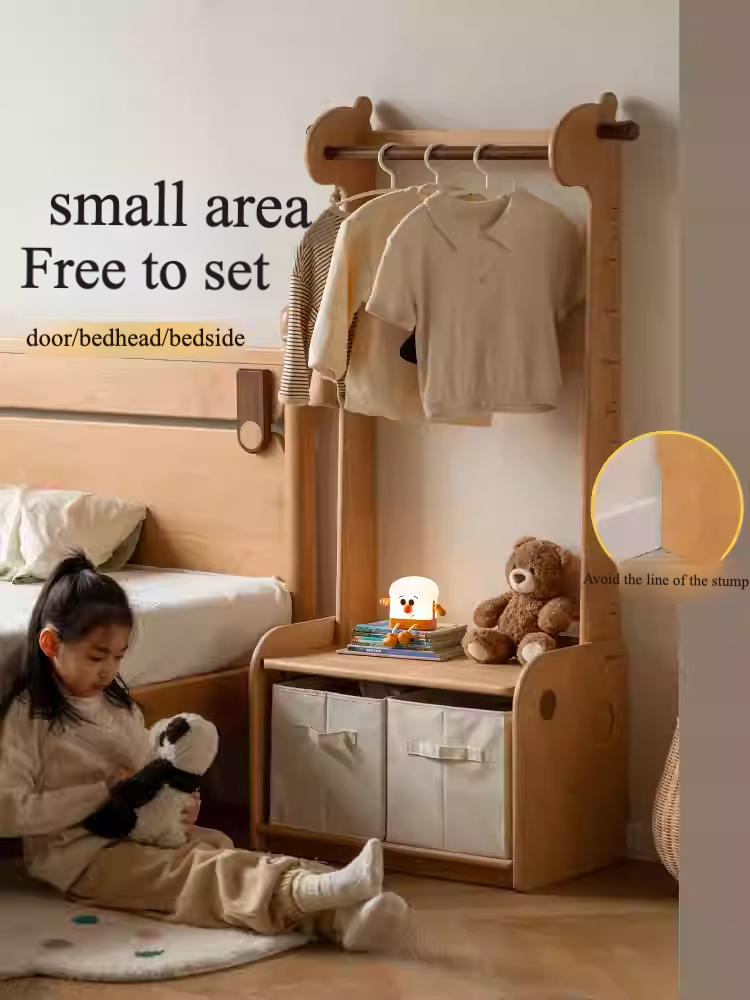 Beech, Solid Rubberwood Children's Coat Rack