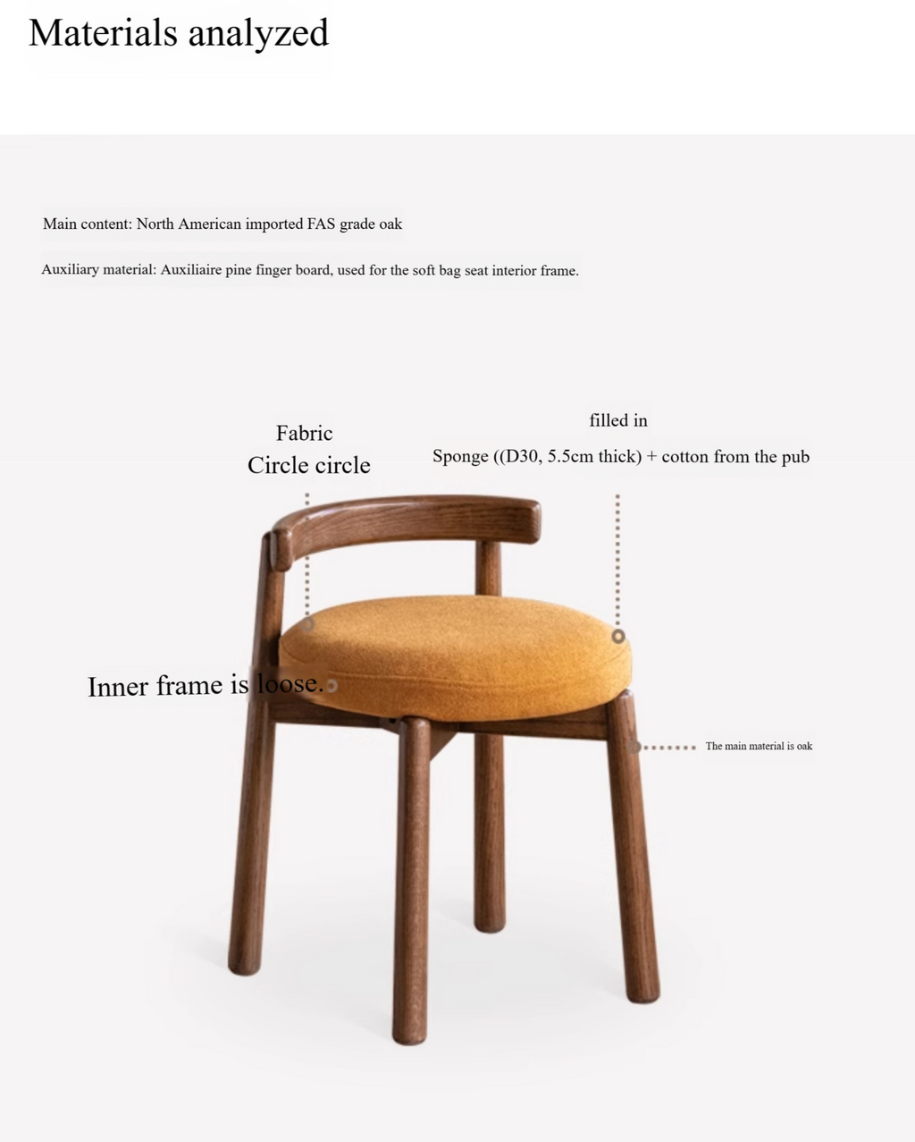 Black Walnut, Oak Solid Wood, Solid RubberWood Makeup Stool