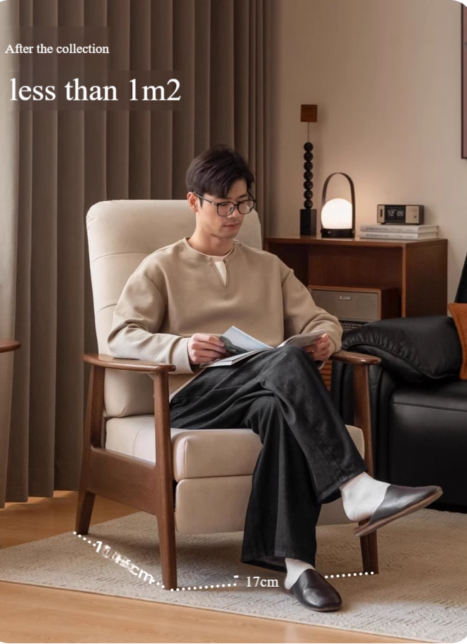 Oak Solid Wood Multifunctional Recliner Armchair