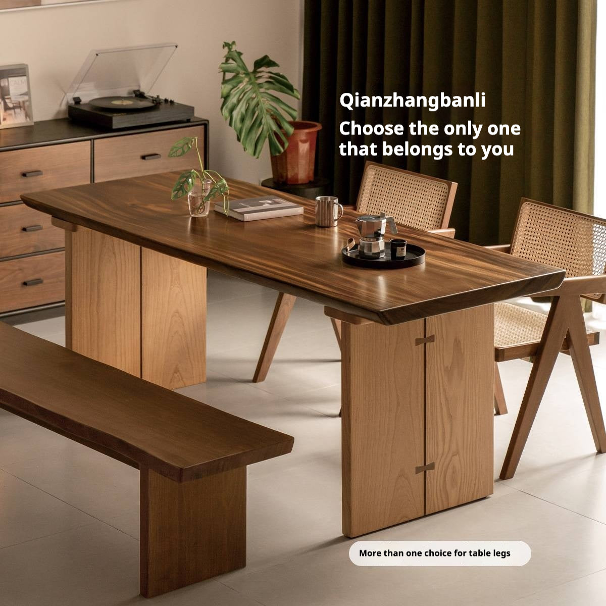 Black Walnut Solid Wood Wabi Sabi Style Dining Table Board