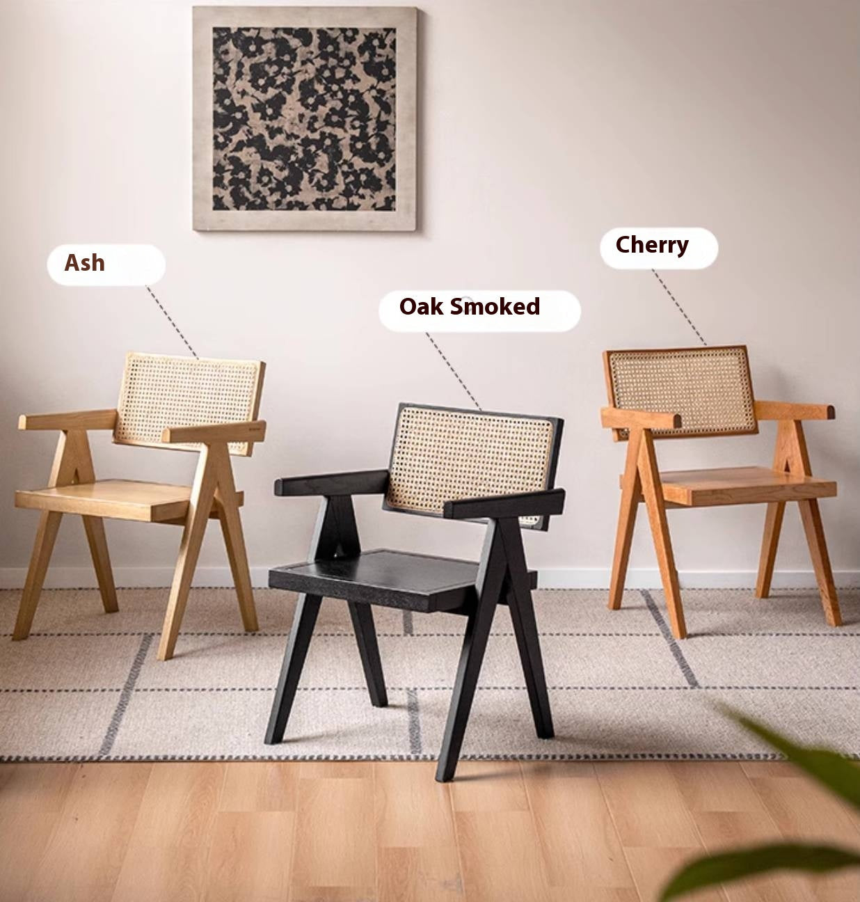 Oak Solid Wood Light Luxury Rattan Chair