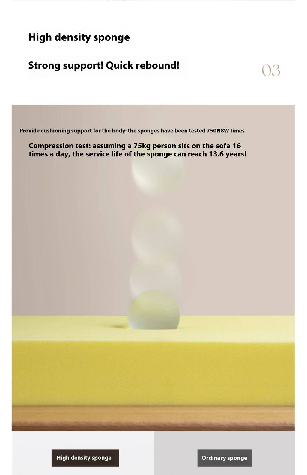 Walnut Solid Wood Three Seat Fabric Sofa