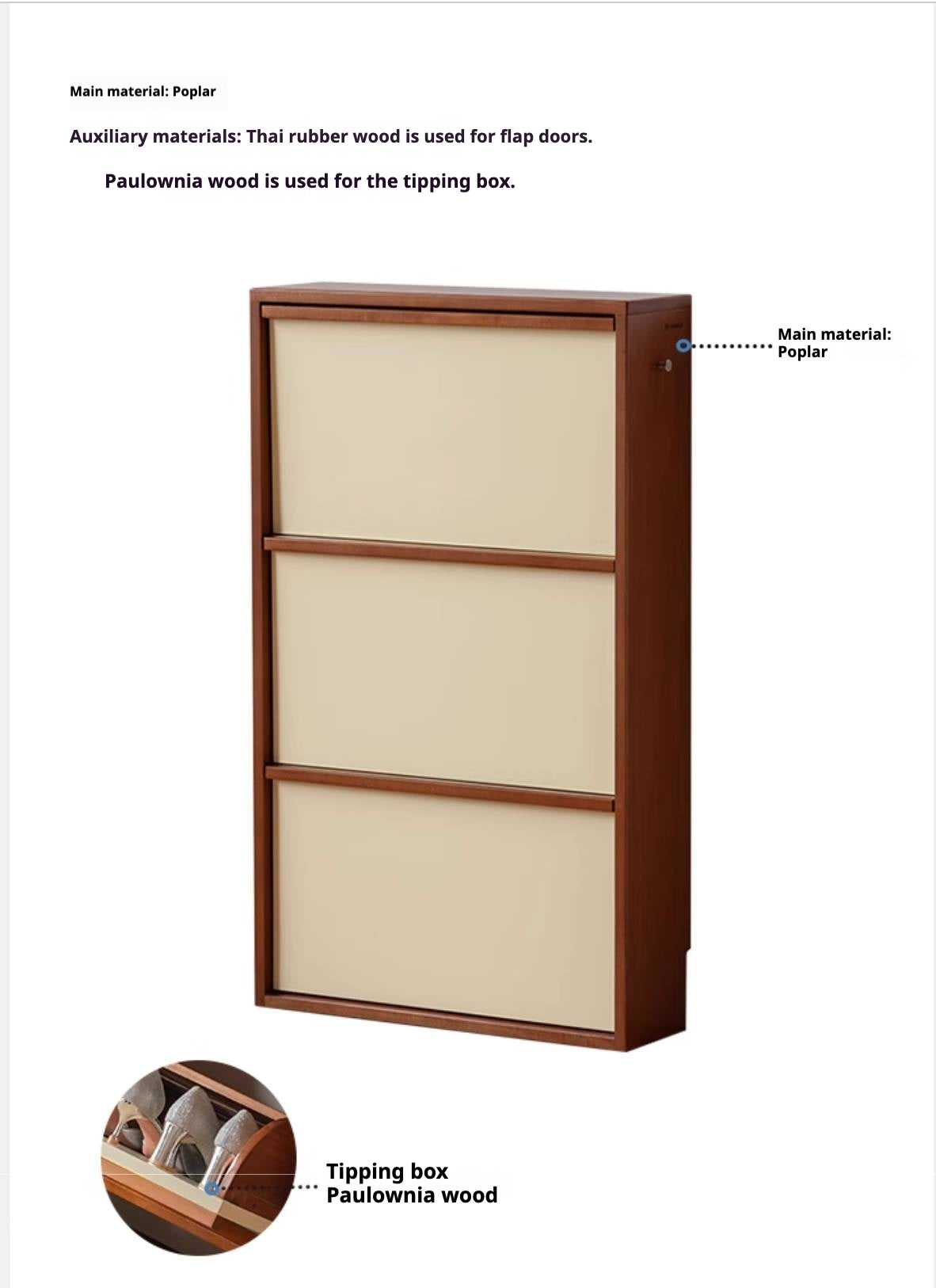 Poplar Solid Wood Middle Ages Style Shoe Cabinet