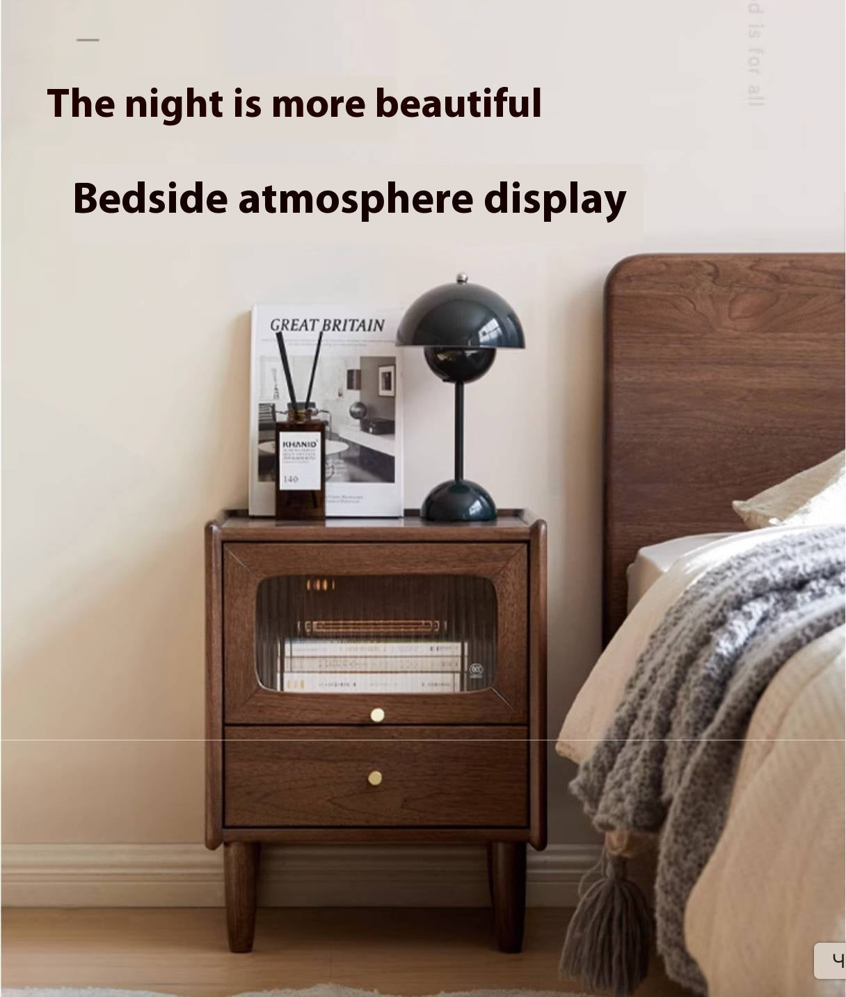 Oak Solid Wood Modern Style Nightstand