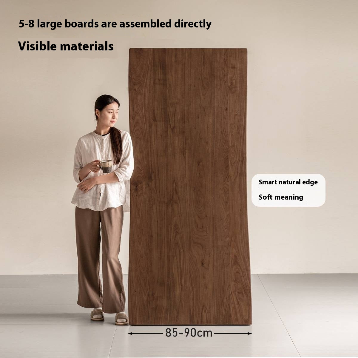 Black Walnut Solid Wood Wabi Sabi Style Large Board Dining Table