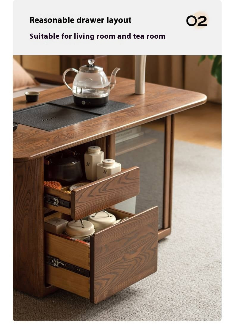 Ash Solid Wood Mobile High Tea Table