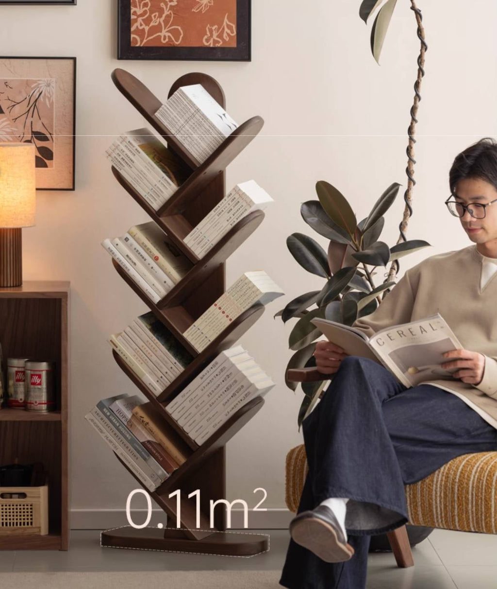 Black Walnut, South American Walnut Solid Wood Layer Rack Bookshelf