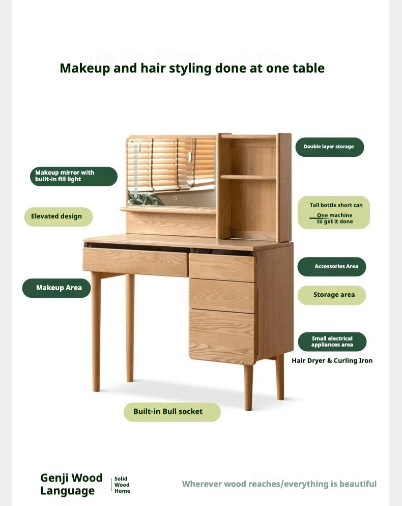 Ash Solid Wood Multifunctional Modern Dressing Table