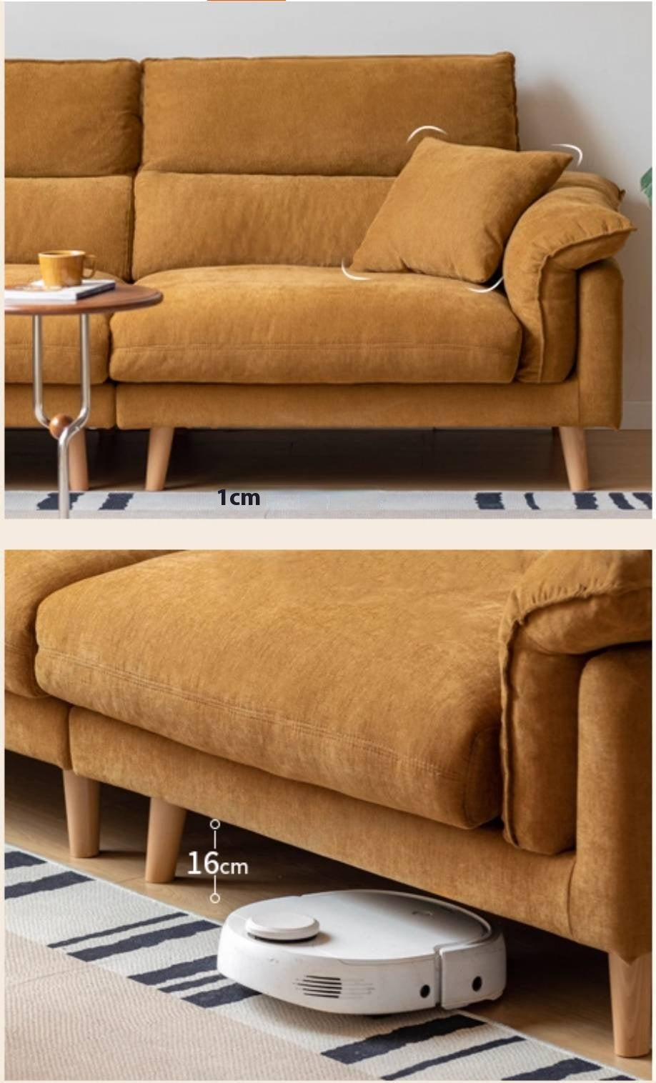 Fabric Sofa Simple High Backrest-
