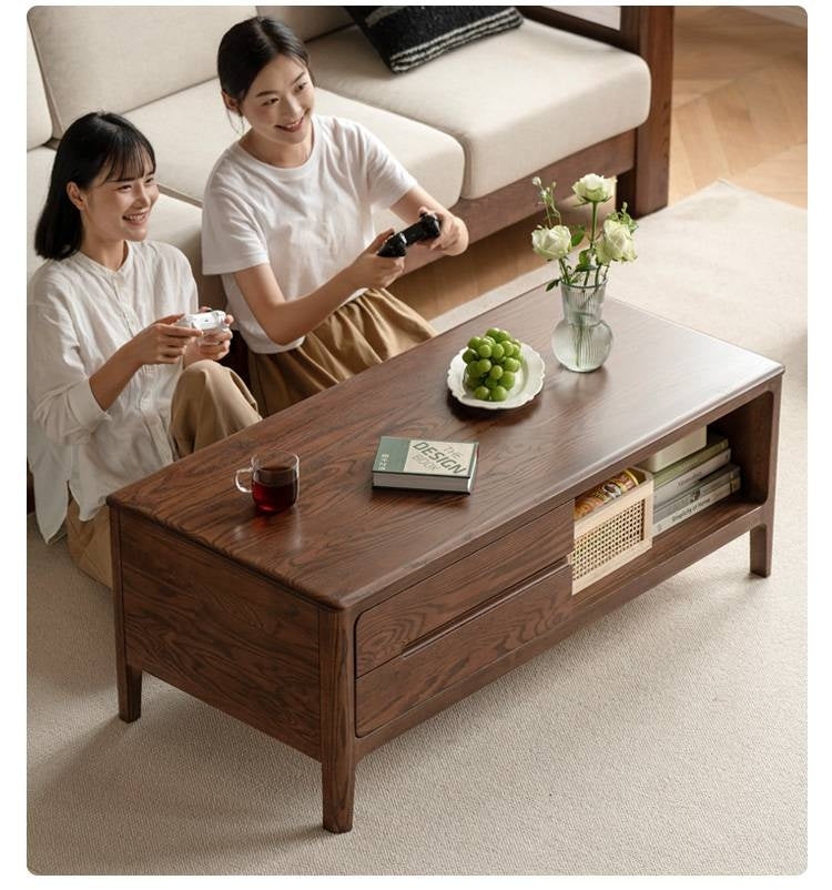 Solid Rubberwood, Oak Solid Wood Nordic Coffee Table