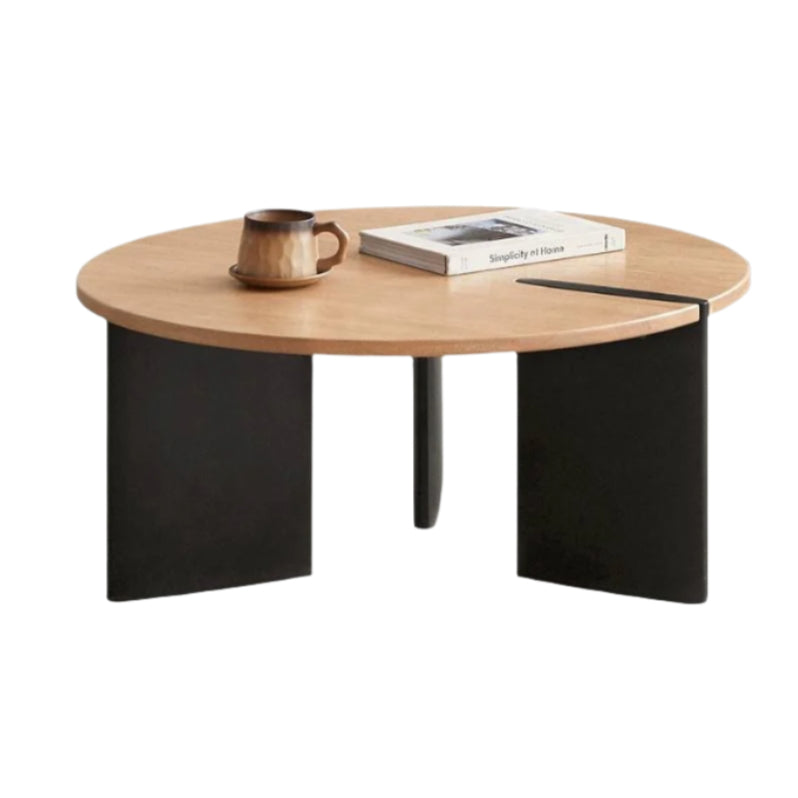 Poplar Solid Wood Wabi-Sabi Style Creative Round Coffee Table