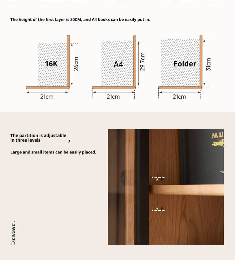 Cherry Solid Wood Bookcase Cabinet Display