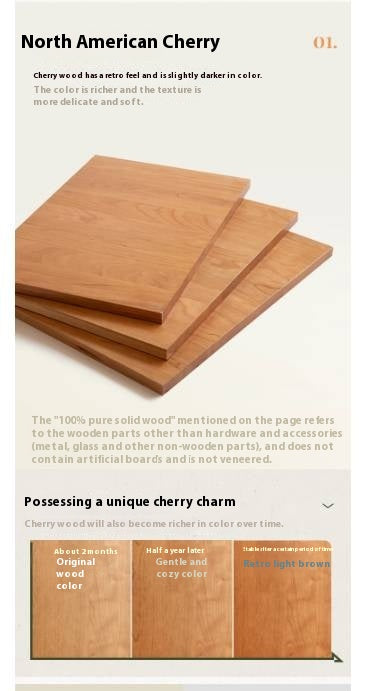 Cherry, Oak Solid Wood French Retro Nightstand