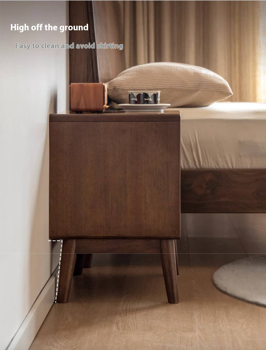 Black Walnut Solid Wood Modern Style Nightstand
