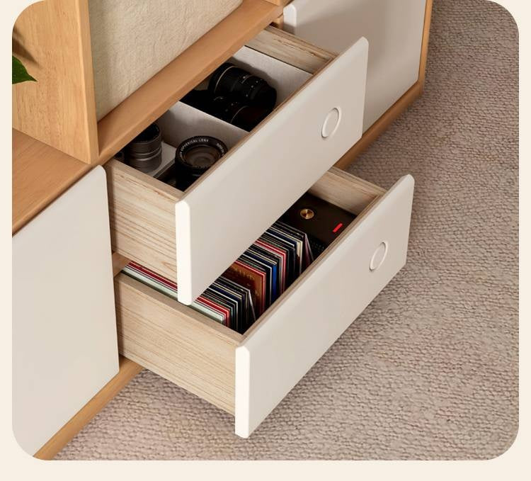 Solid Rubberwood Bookcase Cabinet