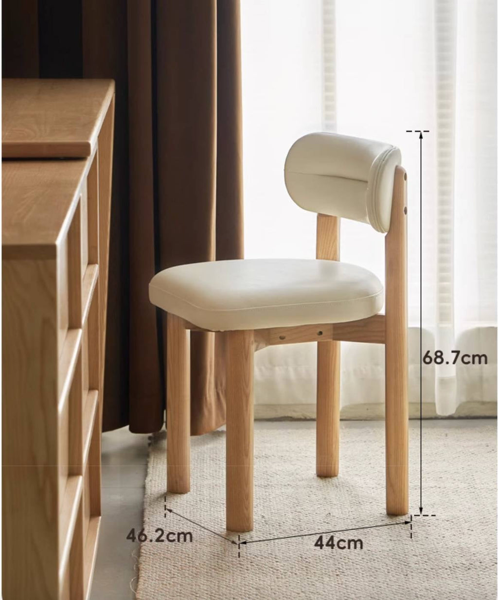 Ash Solid Wood Modern Makeup Stool