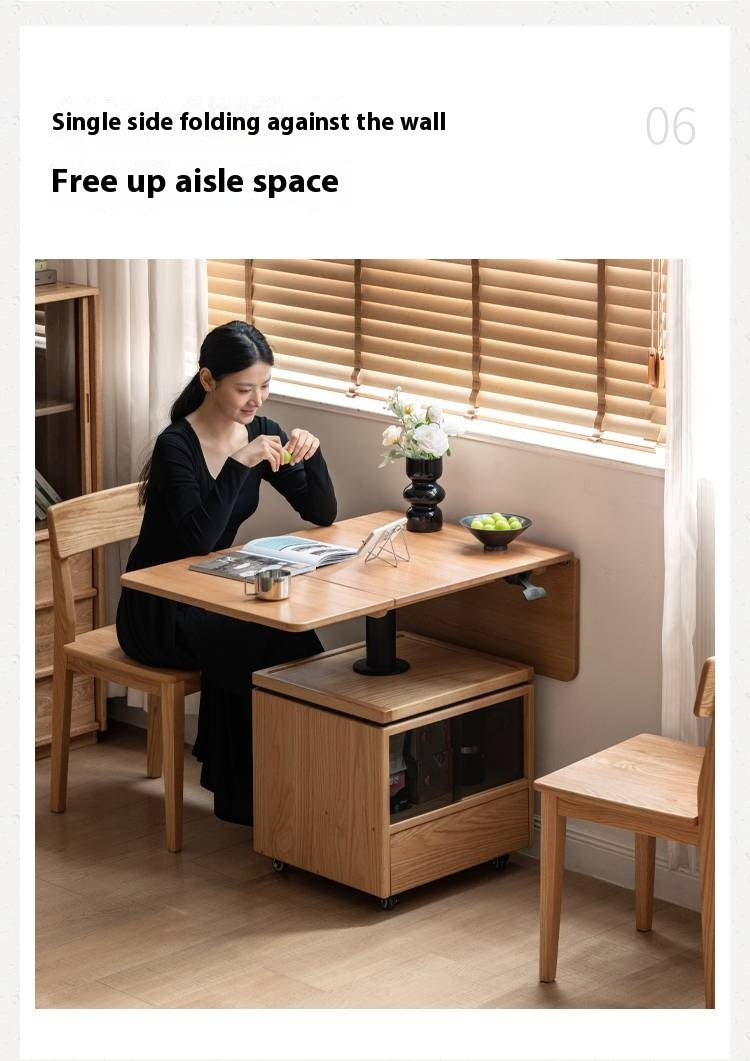 Oak Solid Wood Modern Style Lifting Mobile Coffee Table