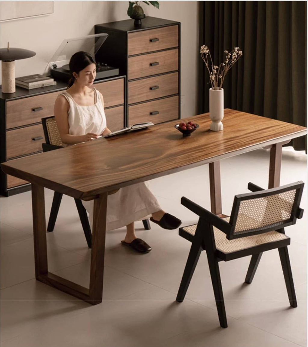 Black Walnut Solid Wood Wabi Sabi Style Dining Table Board