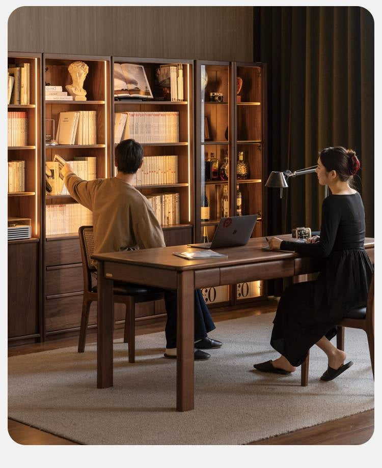 Black Walnut Solid Wood Light Luxury Bookcase and Storage