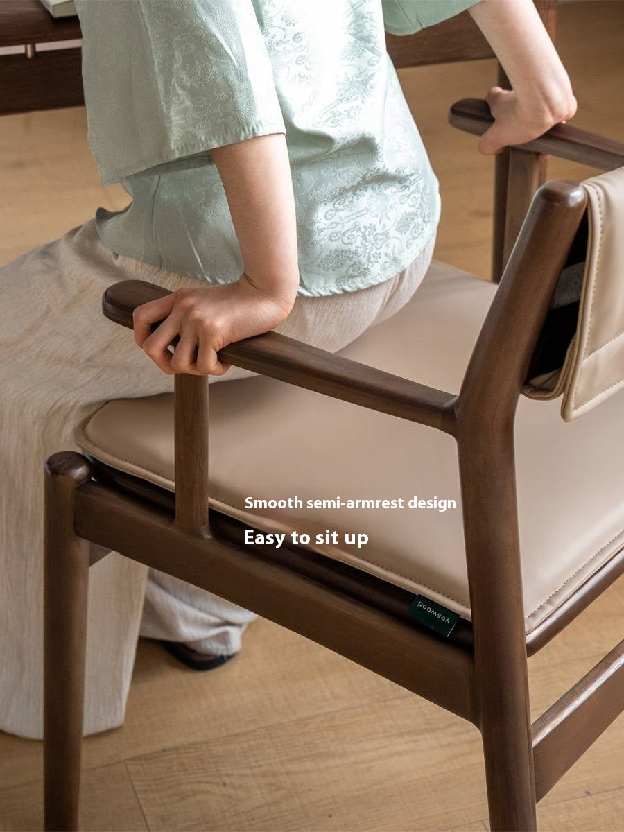 Golden Sandalwood Solid Wood Dining Soft Chair