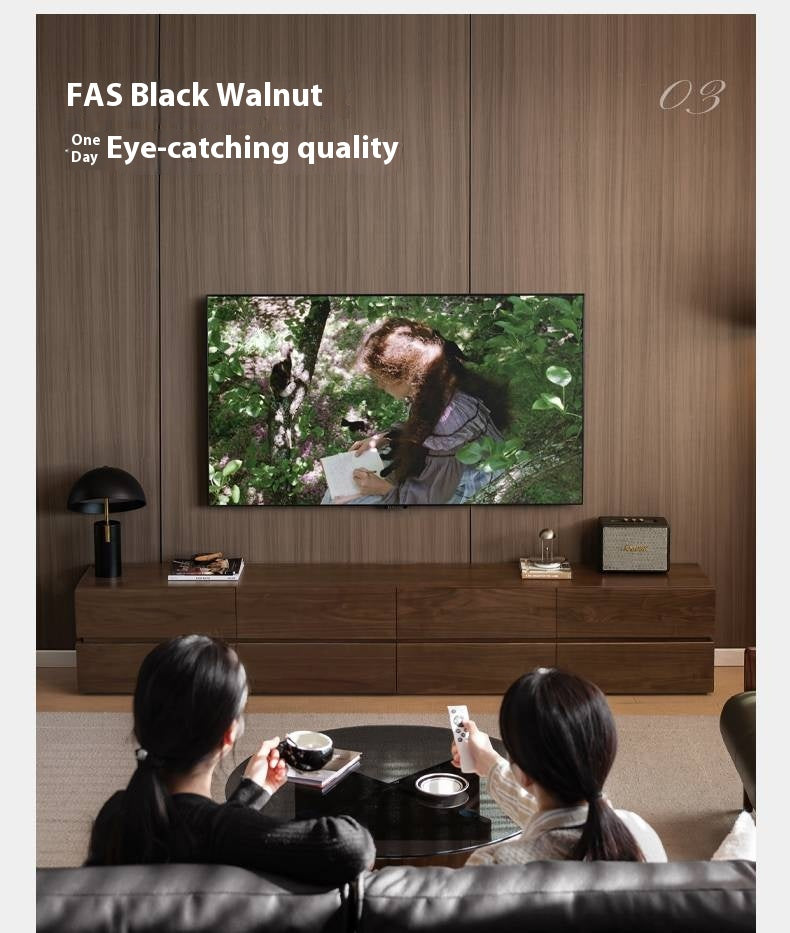 Black Walnut Solid Italian Light Luxury TV Stand