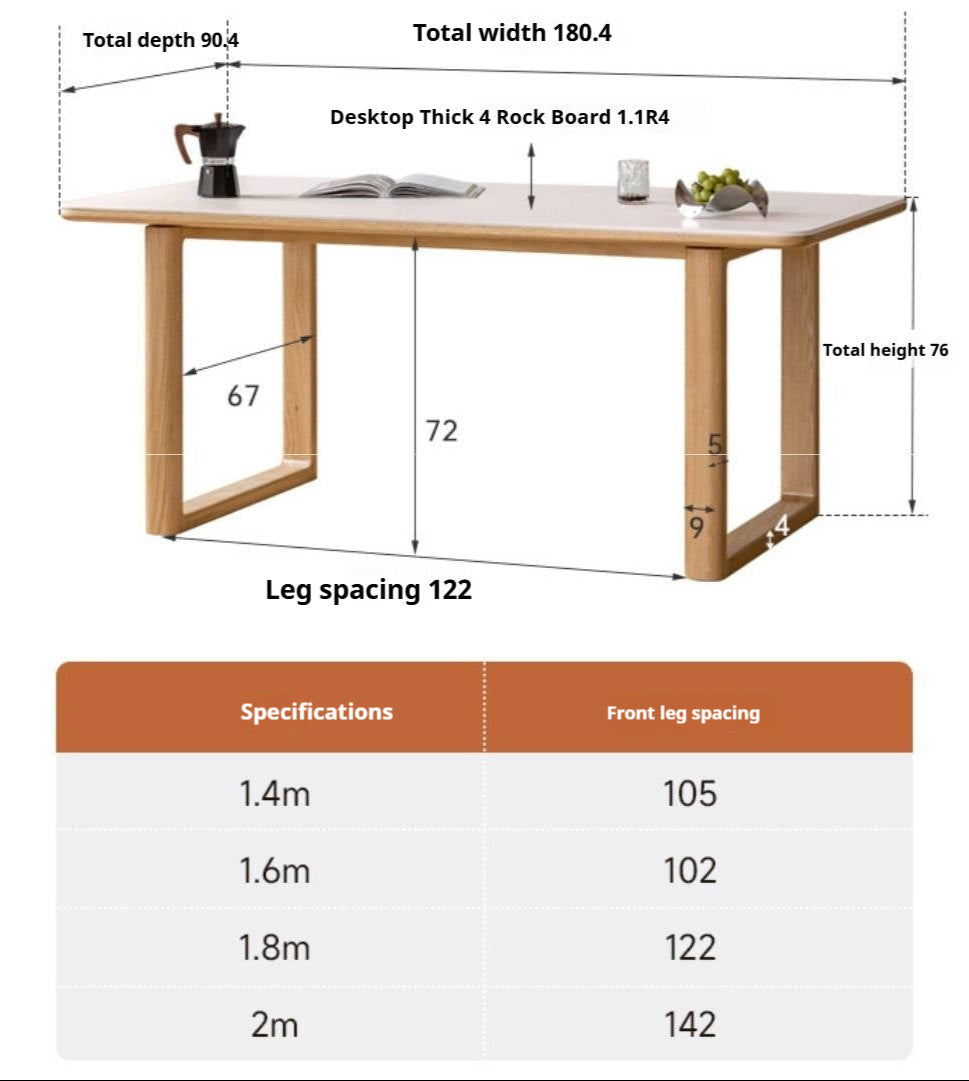 Ash, Oak Solid Wood Rock Board Dining Table