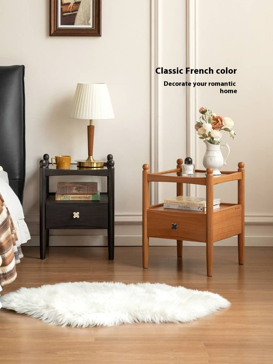 Cherry, Oak Solid Wood French Retro Nightstand