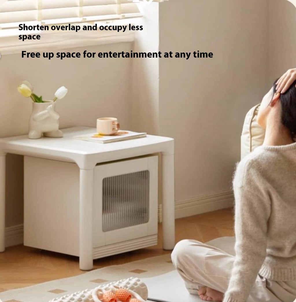 Poplar Solid Wood Cream Style Coffee Table Combination