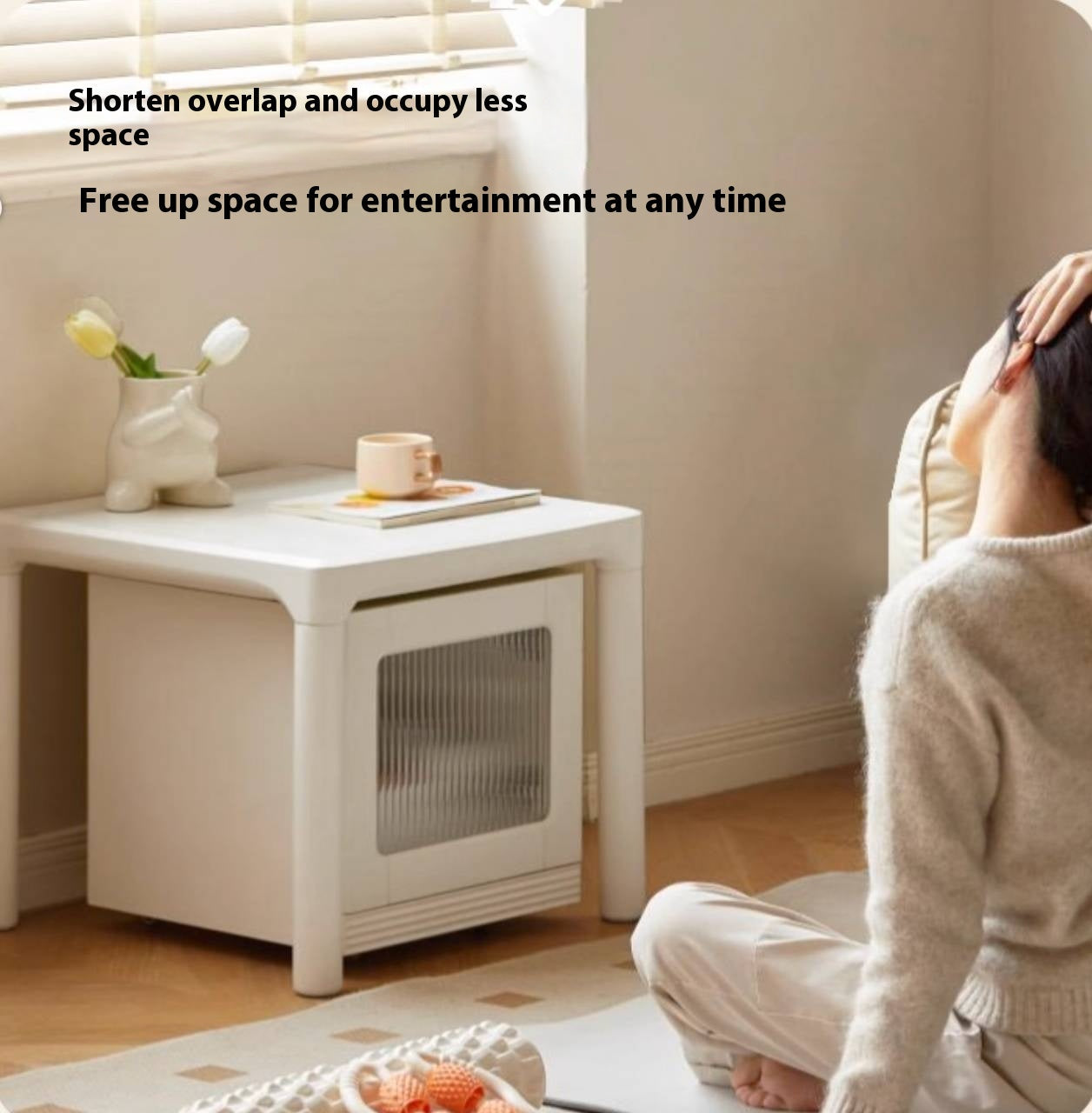 Poplar Solid Wood Cream Style Coffee Table Combination