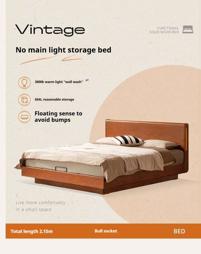 Poplar Wood Solid Wood Antique Style Box Bed