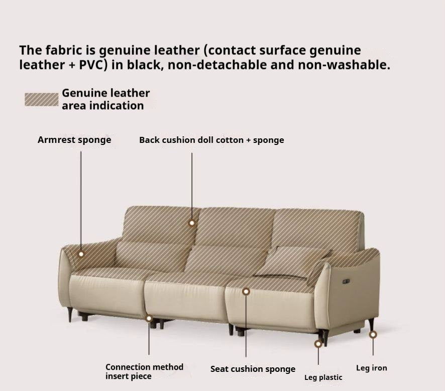 Leather Top Layer Cowhide Retractable Electric Sofa