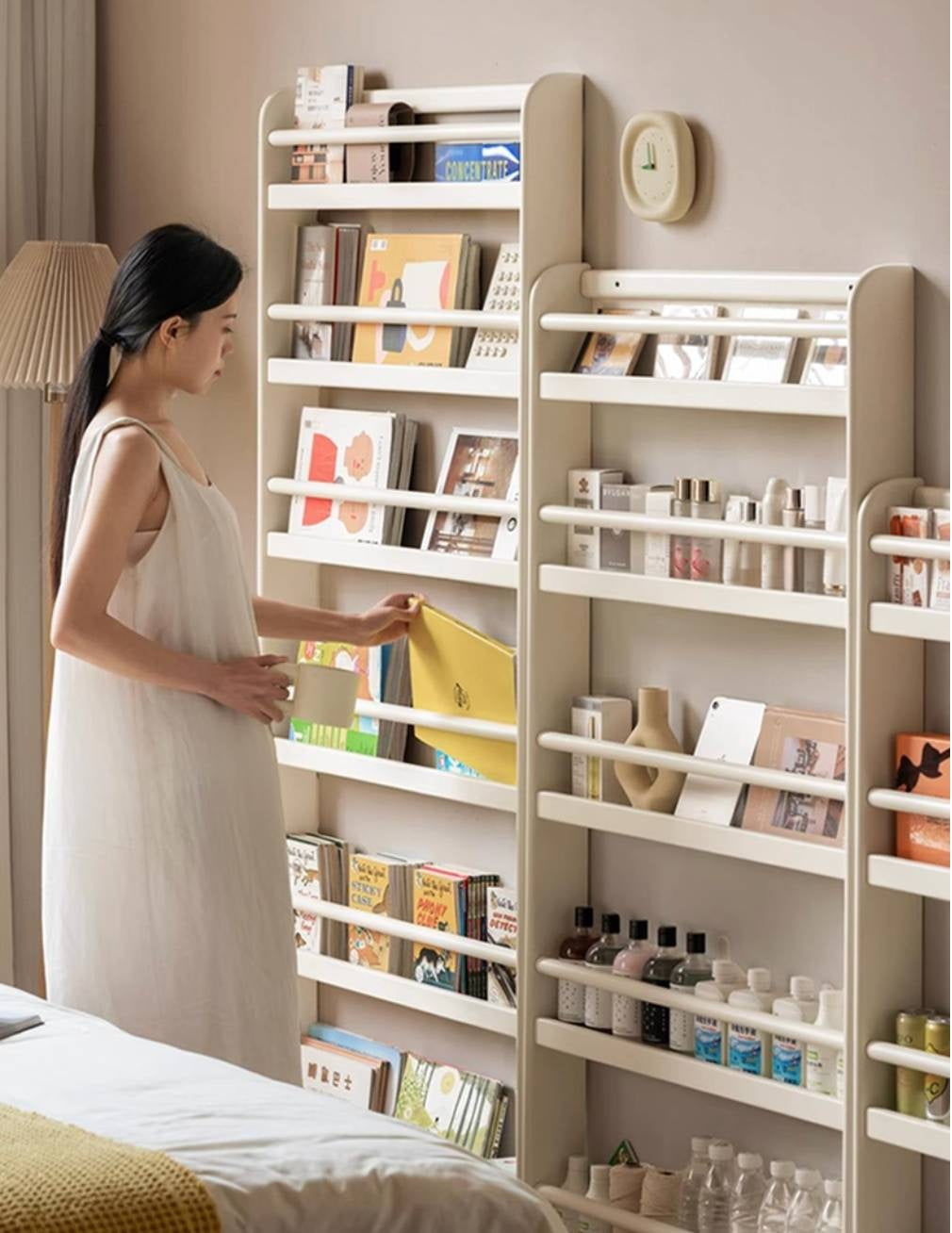 Rubberwood Solid Wood Cream Style Bookshelf